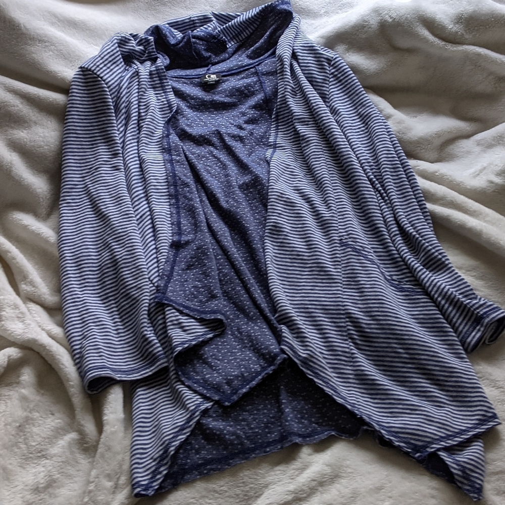 Cable & Gauge Striped Hooded Cardigan